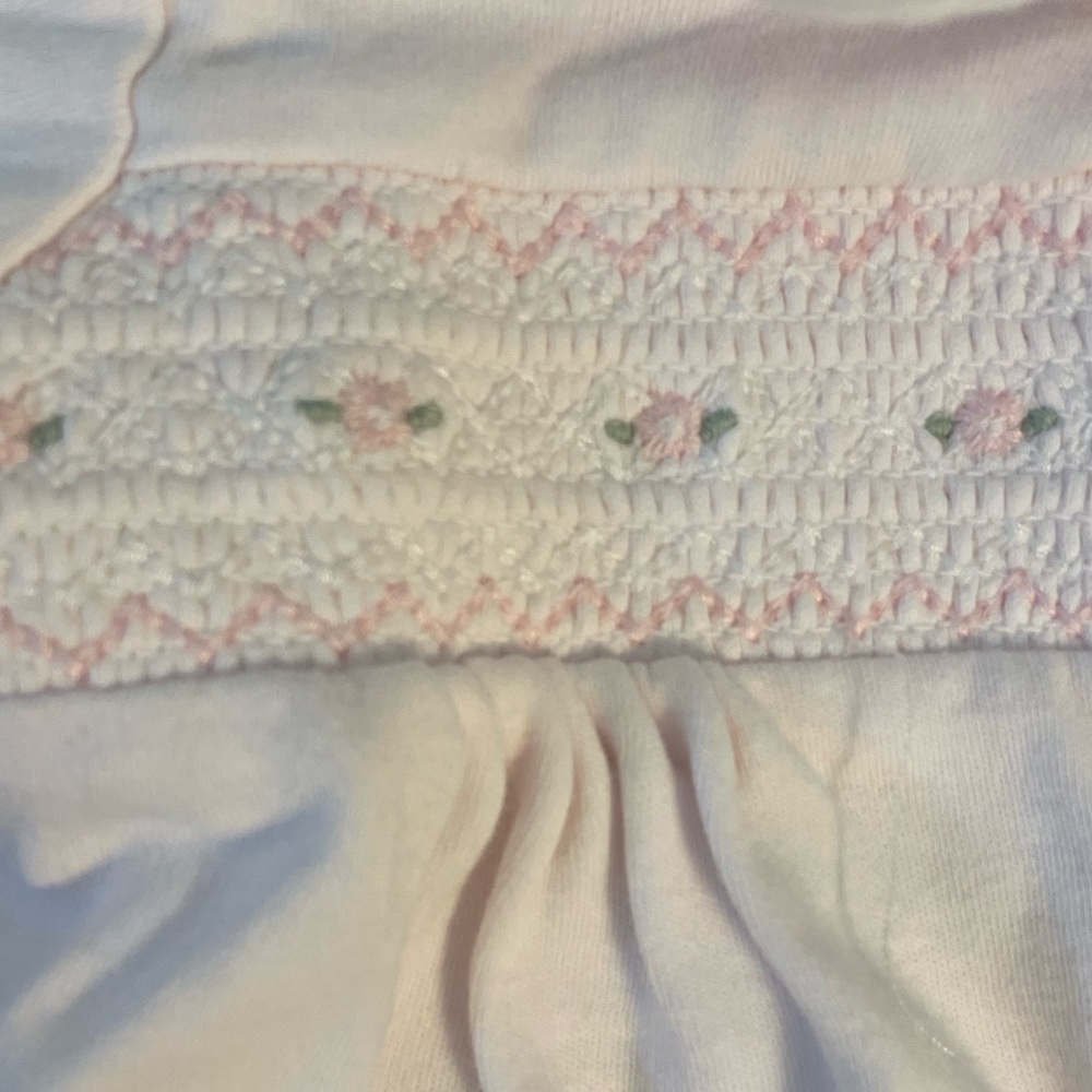 Edgehill Collection - Collared Pink Smocked Footie - 3M